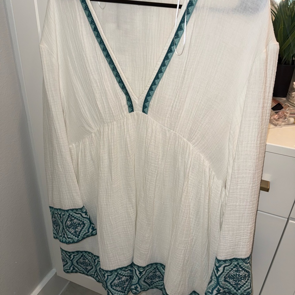 Zara White and Teal Dress